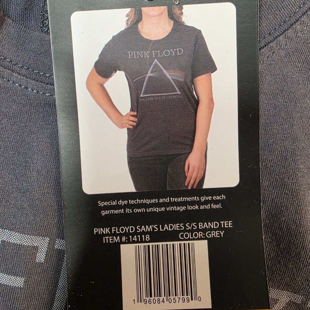 Pink Floyd Dark Side of the Moon Shirt Ladies Grey Vintage Wash Band Tee S/M - Picture 6 of 8